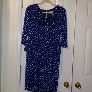 Amanda Charles Blue White Peplum Polka Dot Dress